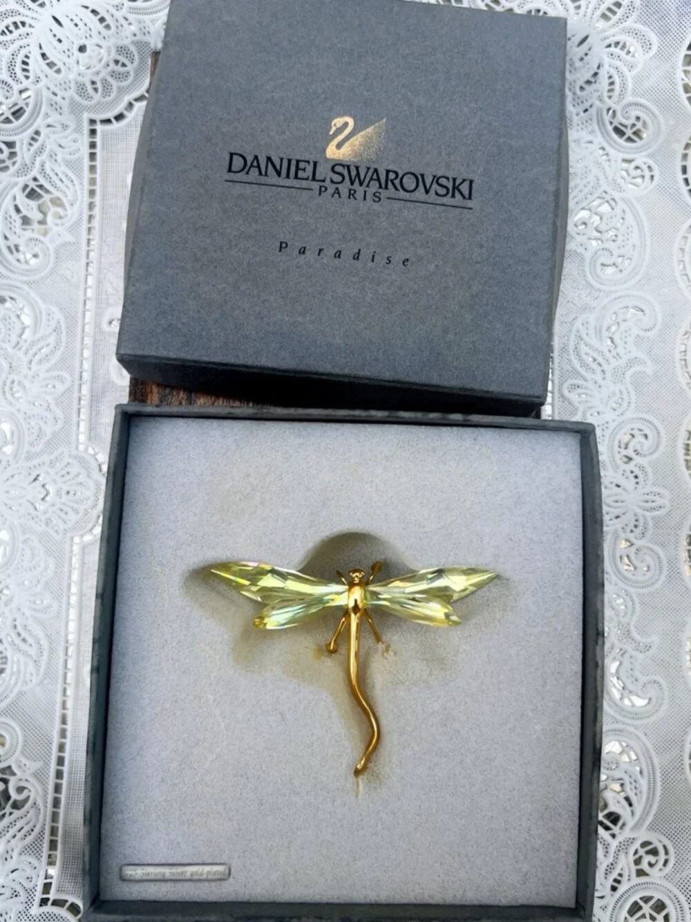 Swarovski Daniel Swarovski Paris Paradise Crystal Dragonfly Brooch Figurine Gold